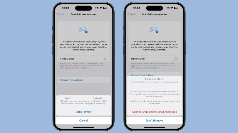 双清苹果手机维修分享苹果 iOS 18.1 支持设置“主要”邮箱地址并更改 iCloud 邮箱 